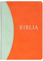 Biblia - standard, puhatáblás,varrott - narancs/türkiz (RUF 2014)