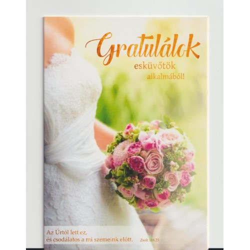 Borítékos képeslap: Gratulálok - esküvő (menyasszony csokorral)