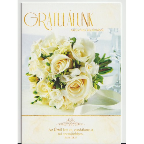 Borítékos képeslap : Gratulálunk esküvőtök alkalmából - "Az Úrtól lett ez..." 