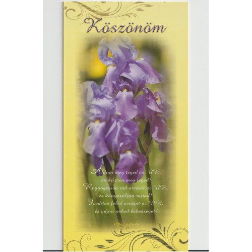 Borítékos Képeslap -Köszönöm  (irisz - Kérügma )
