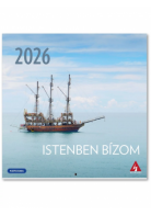 Négyzetes, tűzött falinaptár 2026 (3/2) – Istenben bízom (vintage)