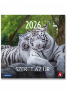 Négyzetes, tűzött falinaptár 2026 (3/1) – Szeret az Úr (állatos)