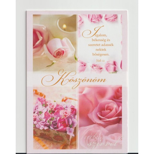 Borítékos képeslap: Köszönöm! (good news - négy kockában virág)