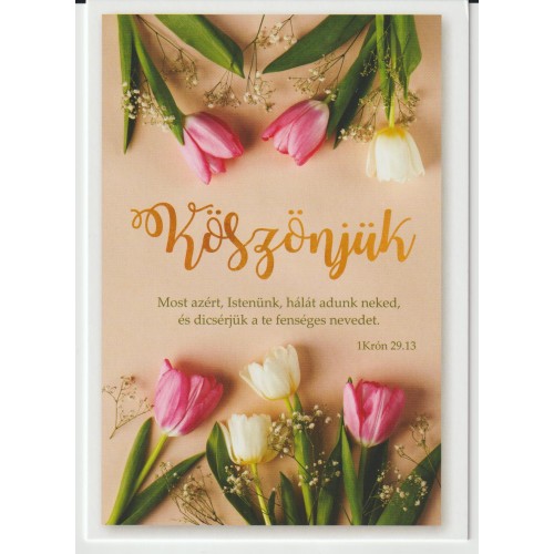 Borítékos képeslap - Köszönjük - ( alól - felül tulipánok)