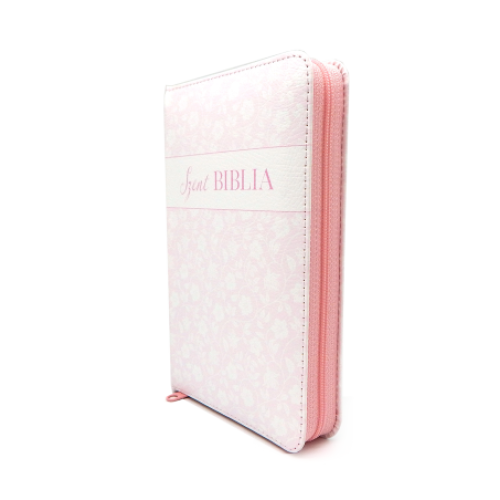 Biblia Patmos - Mini - rózsaszín virágos - Cipzárral